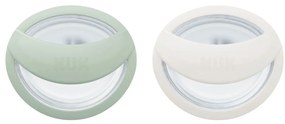 Πιπίλα Σιλικόνης Mommy Feel Με Θήκη 10730862 0-9 Μηνών (Σετ 2τμχ) Green-Cream Nuk Σιλικόνη