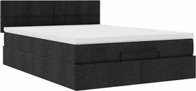 vidaXL Οθωμανικό κρεβάτι με στρώμα Μαύρο 140x200cm Ύφασμα