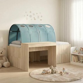 vidaXL Κρεβάτι με Τόνελ με ράφι 3 τμχ. Sonoma Δρυς και Γαλάζιο