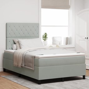 vidaXL κρεβάτι box spring  με στρώμα και LED Φωτισμός Γκρι 120x190 εκ Βελούδο