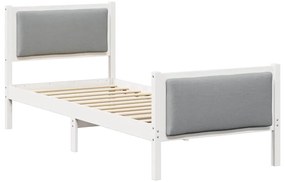vidaXL Σκελετός Κρεβατιού με κεφαλάρι Ανοιχτό γκρι 75 x 190 cm ύφασμα