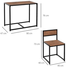 Σετ μπαρ 3 τεμαχίων, σετ ψηλού τραπεζιού 3 τεμαχίων, 2 καρέκλες, 1 τραπέζι, 90 εκ. x 47 εκ. x 76 εκ., Καφέ + Μαύρο