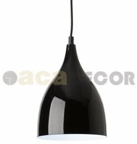 Φωτιστικό κρεμαστό καμπάνα μεταλλική λευκή μαύρη Φ17 KS174317 ACA KS174317BK Μαύρο