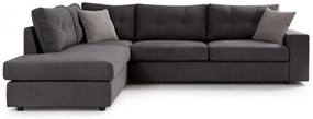 Γωνιακός καναπές Melani, ανθρακί, 280x225x87cm - Αριστερή γωνία -POL359