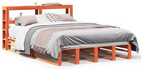 vidaXL Σκελετός Κρεβατιού Χωρίς Στρώμα Καφέ 140x200 Μασίφ Ξύλο Πεύκου