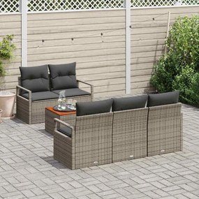 vidaXL Σετ Καναπέ Κήπου με μαξιλάρι 6 pcs Γκρι Πολυ ράταν