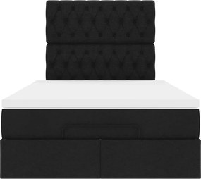 vidaXL Οθωμανικό κρεβάτι με στρώμα Μαύρο 120x200cm Ύφασμα