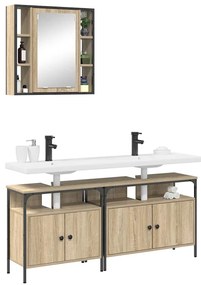 vidaXL Σετ Ντουλαπιών Μπάνιου 3 pcs Sonoma Δρυς 80 x 30 x 60 cm