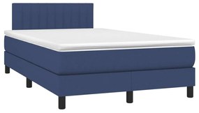 vidaXL Κρεβάτι Boxspring με Στρώμα &amp; LED Μπλε 120x200 εκ. Υφασμάτινο