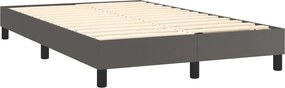 vidaXL Κρεβάτι Boxspring με Στρώμα &amp; LED Γκρι 120x200 εκ. Συνθ. Δέρμα