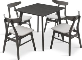 Tραπεζαρία Benson - Orlean pakoworld σετ 5τμχ rustic grey - ύφασμα γκρι 80x80x75εκ