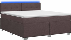 vidaXL Κρεβάτι Box Spring με Στρώμα και LED Σκούρο Καφέ 140 x 200 cm