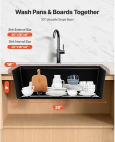 VEVOR 76 cm Granite Kitchen Sink Undermount Single Bowl Drop-In Basin for RV Bar