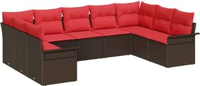 vidaXL Σετ Καναπέ Κήπου 9 τμχ. Μπεζ συνθετικό ρατάν