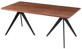 DINING TABLE GRIPPEN  WITH ASHTREE WOOD VENEER IN RUSTIC STYLE-BLACK METAL TRIPOD LEGS 180x90x75Hcm.