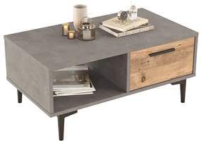 Τραπέζι σαλονιού Jethro cement-sonoma 90x51x40.6εκ Υλικό: CLIPBOARD WITH MELAMINE COATING 18mm - MDF - METAL 176-000073