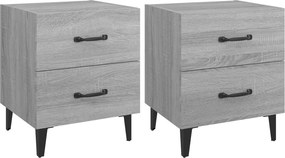 vidaXL Κομοδίνα 2 τεμ. Γκρι Sonoma 40 x 35 x 47,5 εκ.