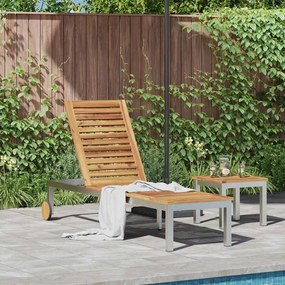 vidaXL Ξαπλώστρα με Τροχούς 207 x 58 x 35 εκ από Μασίφ Ξύλο Ακακίας και Ατσάλι