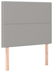 vidaXL Κρεβάτι Boxspring με Στρώμα &amp; LED Αν.Γκρι 90x200 εκ. Υφασμάτινο