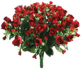 Διακοσμητικό Τεχνητό Μπουκέτο Τριαντάφυλλο Μπουμπούκι 00-00-20311-36-3 42cm Green-Red Marhome Συνθετικό Υλικό