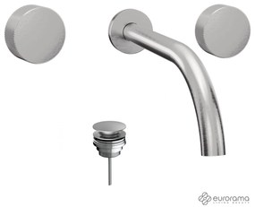Eurorama Eletta Tecno Inox Finish Μπαταρία Νιπτήρα Εντοιχισμού+Βαλβίδα Clic-Clac 167901-110 R0338-110
