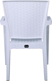LORA Πολυθρόνα Κήπου Στοιβαζόμενη, PP (Rattan Look) Απόχρωση Άσπρο   1τμχ