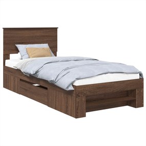 VidaXL Σκελετός Κρεβατιού Καφέ δρυς 75 x 190 cm Επεξεργασμένο Ξύλο