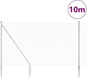vidaXL Περίφραξη με Σπίθες 10 x 1,5 m Γαλβανισμένος Χάλυβας Ασημί