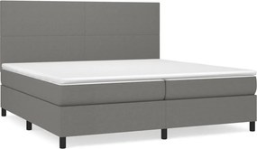 vidaXL Κρεβάτι Boxspring με Στρώμα Σκούρο Γκρι 200x200 εκ. Υφασμάτινο