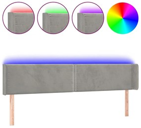 vidaXL Κεφαλάρι Κρεβατιού LED Ανοιχτό Γκρι 163x16x78/88 εκ. Βελούδινο