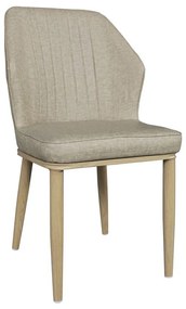 DELUX Καρέκλα Μέταλλο Βαφή Φυσικό, Linen PU Μπέζ 49x51x89cm ΕΜ156,2