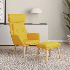 vidaXL Πολυθρόνα Relax Κίτρινη Μουσταρδί Υφασμάτινη με Υποπόδιο