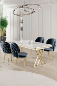 Dining Table &amp; Chairs Set (5 Pieces) Rigel - White, Gold, Anthracite White
Gold
Anthracite