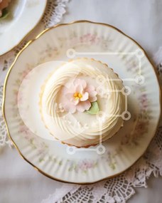 Intra Συλλεκτικό Ξύλινο Παζλ Plywood  4mm - Λαχταριστά cupcakes σε λευκό πιάτο με floral διακόσμηση Σε Ξύλινο Κουτί - Διαστάσεις: 10x10 cm – 25 κομμάτια