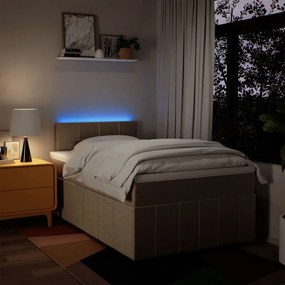 vidaXL Κρεβάτι Boxspring με Στρώμα Κρεμ 120x200 εκ. Υφασμάτινο