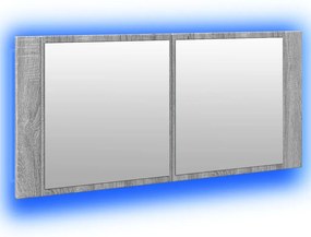 Ντουλάπι Μπάνιου με Καθρέφτη / LED Γκρι Sonoma 100x12x45 εκ. - Γκρι