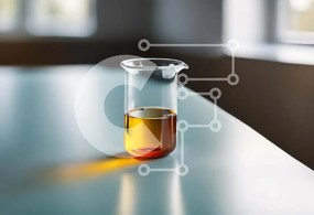 Intra Συλλεκτικό Ξύλινο Παζλ Plywood 4mm - Εργαστηριακό ποτήρι ζέσεως με πορτοκαλί υγρό Σε Ξύλινο Κουτί - Διαστάσεις Puzzle: 10x10 cm – 25 κομμάτια