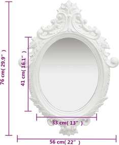 vidaXL Καθρέφτης Τοίχου με Στιλ Castle Λευκός 56 x 76 εκ.