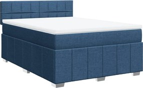 vidaXL Κρεβάτι Boxspring με Στρώμα Μπλε 160x200 εκ. Υφασμάτινο