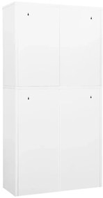 vidaXL Ντουλάπα Γραφείου Λευκή 90 x 40 x 180 εκ Ατσάλι / Ψημένο Γυαλί