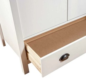 vidaXL Ντουλάπα Hill Τρίφυλλη Λευκή 127x50x170 εκ. Μασίφ Ξύλο Πεύκου