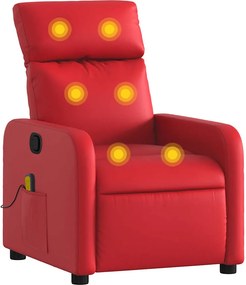 vidaXL Πολυθρόνα Μασάζ Ανακλινόμενη Κόκκινη από Συνθετικό Δέρμα