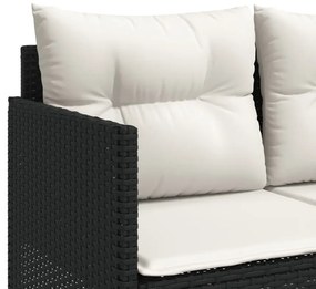 vidaXL Ξαπλώστρα Μαύρη από Συνθετικό Ρατάν με Μαξιλάρια