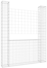 vidaXL Συρματοκιβώτιο σε U Σχήμα με 2 Στύλους 140x20x200 εκ Σιδερένιο