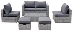 BALI Set Μέταλλο - Wicker: Τραπέζι  2θ Καναπέ  2 Σκαμπό  2 καθίσματα, Απόχρωση Γκρι  Table:100x50x30cm Set 6 Seats [-Γκρι-] [-Wicker-, -Μέταλλο-] Ε6625,1