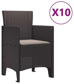 vidaXL Σέτ φαγητού για κήπο 11 pcs Καφέ και Ταπεί Πολυ ράταν