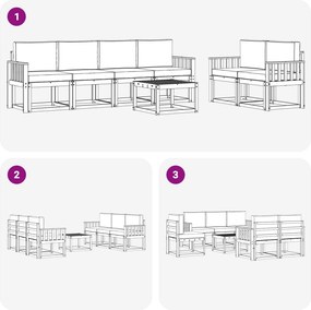 vidaXL Σειρά Καναπέ Εξωτερικού με μαξιλάρι 7 pcs Λευκό και Μπεζ