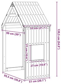 Οροφή Κρεβατιού Παιδική 55x99x139,5 εκ. από Μασίφ Ξύλο Πεύκου - Καφέ