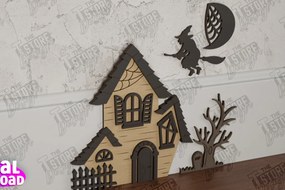 Σετ των 2 Intra απο ξύλο plywood  Χρώμα wenge 3mm-4mm πάχος - Halloween Garden Door | Μαγική Πόρτα | CNC Δίασταση 15x15 cm INTRAFABR-117463931