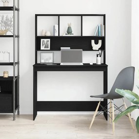 vidaXL Γραφείο με Ράφια Μαύρη Δρυς 102 x 45 x 148 εκ. από Τεχνητό Ξύλο